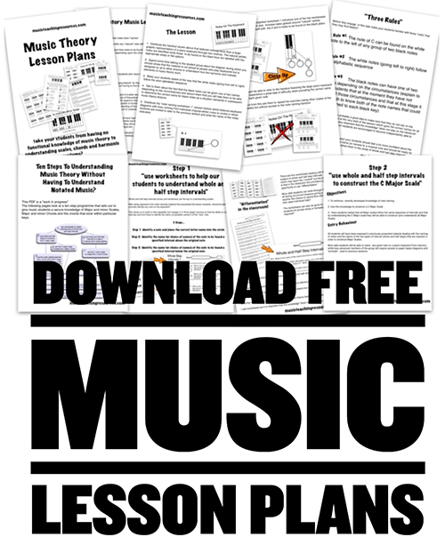 printable PDF music theory worksheets and lesson plans
