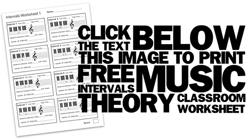 printable music theory worksheet on musical intervals
